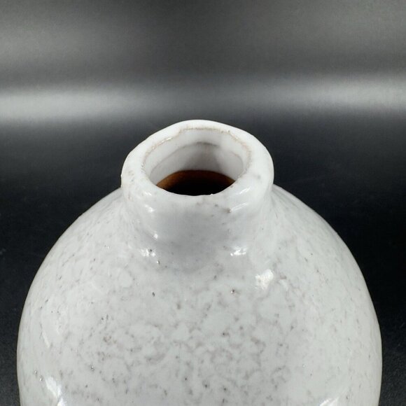Vintage Hand Made RedWare Pottery Bud Vase Vessel White Glaze Folk Art Decor - Picture 9 of 11